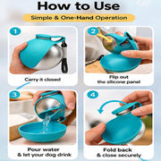2 in 1 Portable Tumbler for Dogs, 2026 New 10Oz Stainless Steel Dog Water Bottle with Silicone Foldable Bowl, Leak-Proof 2 in 1 Portable Small Dog Water Bottle for Walking, Hiking & Travel (10Oz-Blue)