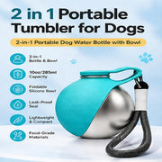 2 in 1 Portable Tumbler for Dogs, 2026 New 10Oz Stainless Steel Dog Water Bottle with Silicone Foldable Bowl, Leak-Proof 2 in 1 Portable Small Dog Water Bottle for Walking, Hiking & Travel (2Pcs-Mix)
