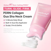 PDRN Collagen Gua Sha Neck Wrinkle Cream | Built-In Gua Sha Massager with Volufiline 5% | Firming, Contour Care for the Look of Fine Lines, Jawline, Neck, Décolleté | Korean Skincare, 3.17 Oz